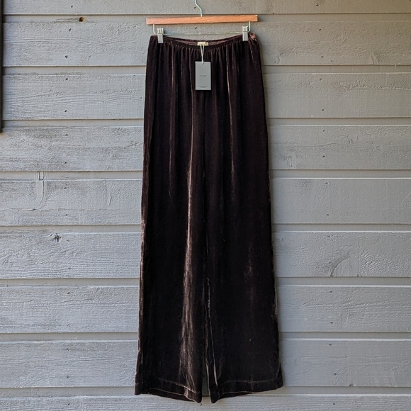 DONNI. Pants - NWT Donni. The Velvet Simple Pant Espresso Brown Velvet Size XS Rayon Silk
